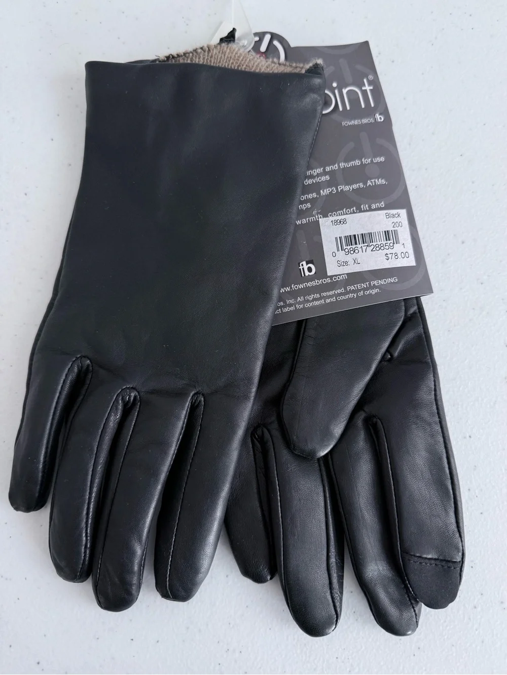 NWT Fownes TouchPoint Black Leather Cashmere Touchscreen Gloves XL Nordstrom